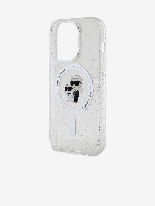 Karl Lagerfeld Karl Lagerfeld IML Glitter Karl and Choupette MagSafe Zadní Kryt pro iPhone 15 Pro Transparent