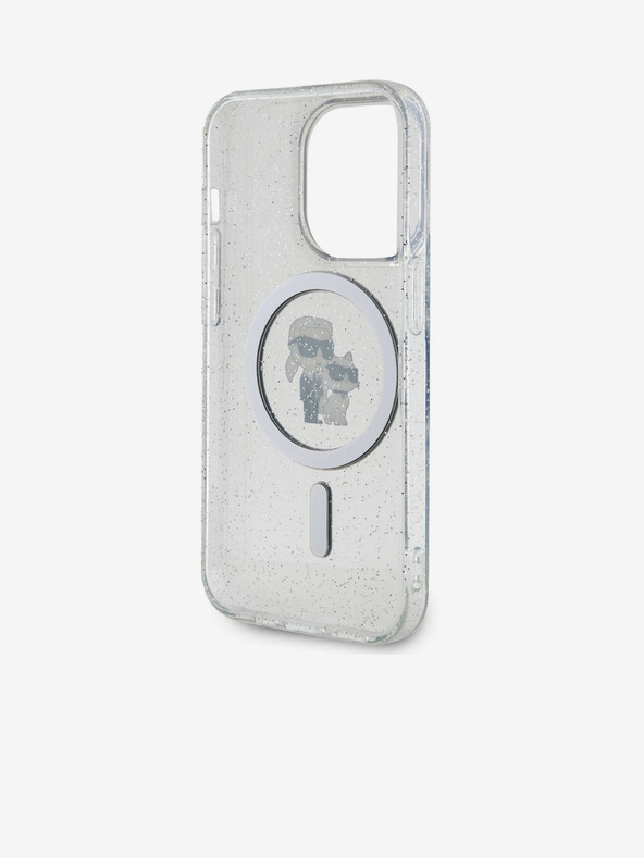 Karl Lagerfeld Karl Lagerfeld IML Glitter Karl and Choupette MagSafe Zadní Kryt pro iPhone 15 Pro Transparent