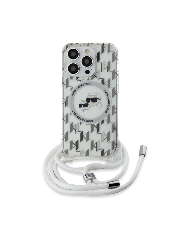 Karl Lagerfeld Karl Lagerfeld IML Monogram Crossbody K&CH Heads MagSafe Zadní Kryt pro iPhone 14 Pro Max Transparent
