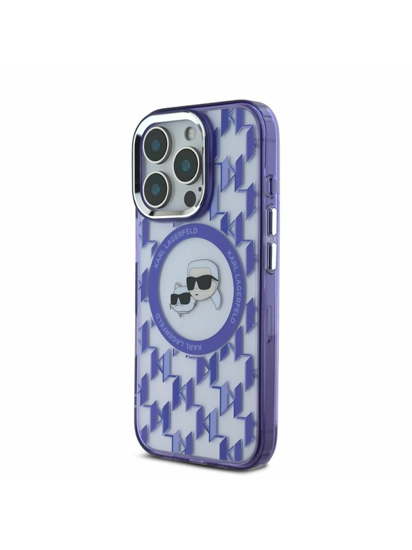 Karl Lagerfeld Karl Lagerfeld IML Monogram K&CH Heads MagSafe Zadní Kryt pro iPhone 16 Pro Purple