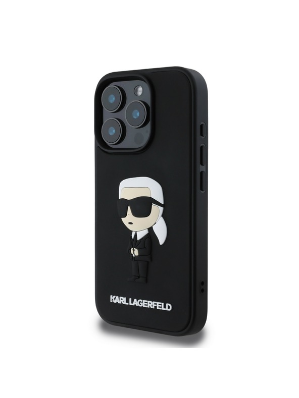 Karl Lagerfeld Karl Lagerfeld 3D Rubber Ikonik Zadní Kryt pro iPhone 16 Pro Black