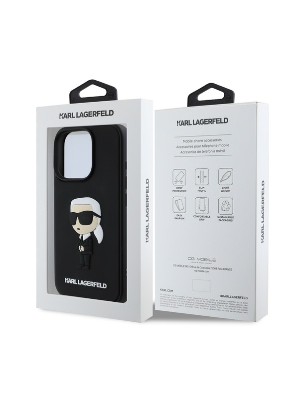 Karl Lagerfeld Karl Lagerfeld 3D Rubber Ikonik Zadní Kryt pro iPhone 16 Pro Black