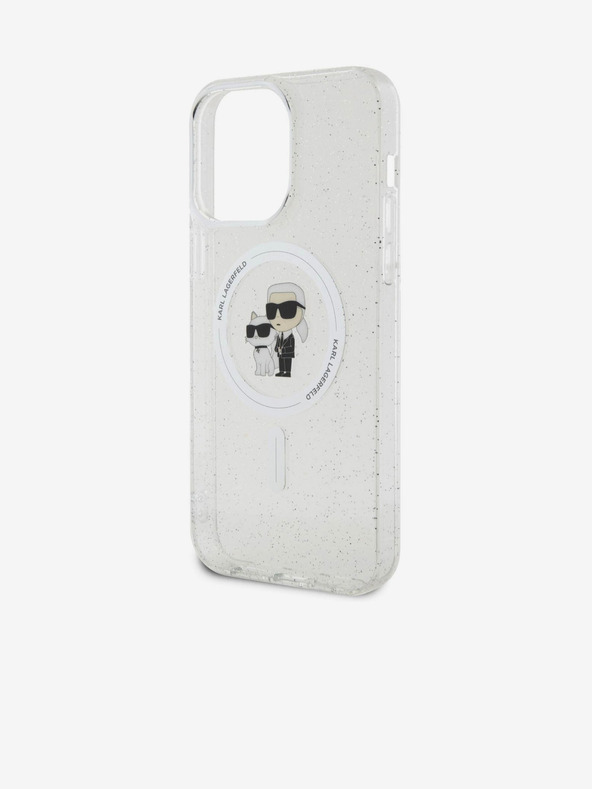Karl Lagerfeld Karl Lagerfeld IML Glitter Karl and Choupette MagSafe Zadní Kryt pro iPhone 15 Pro Max Transparent