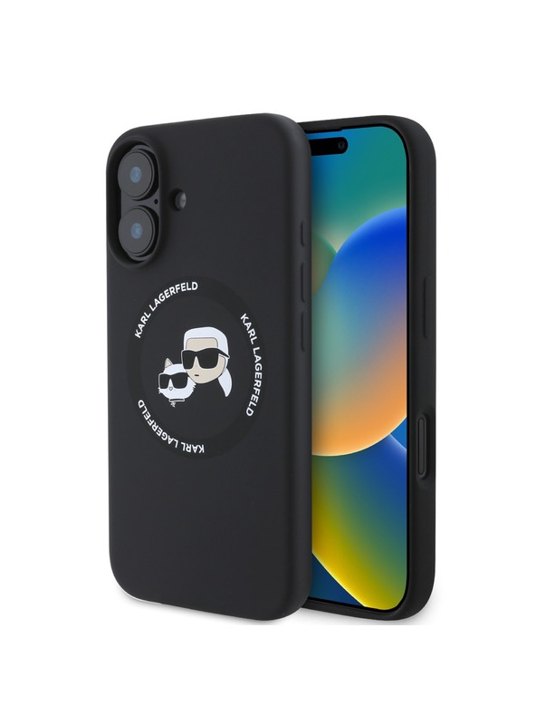 Karl Lagerfeld Karl Lagerfeld Liquid Silicone K&CH Heads MagSafe Zadní Kryt pro iPhone 16 Black