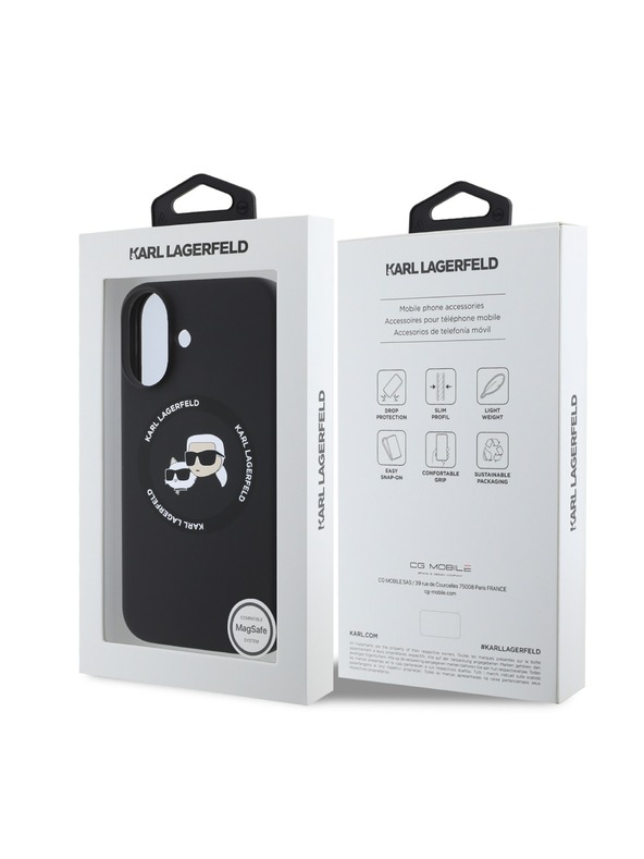 Karl Lagerfeld Karl Lagerfeld Liquid Silicone K&CH Heads MagSafe Zadní Kryt pro iPhone 16 Black