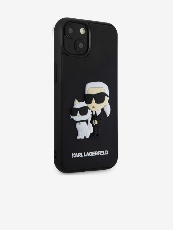 Karl Lagerfeld Karl Lagerfeld 3D Rubber Karl and Choupette Zadní Kryt pro iPhone 13 Black