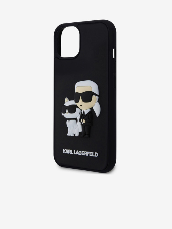 Karl Lagerfeld Karl Lagerfeld 3D Rubber Karl and Choupette Zadní Kryt pro iPhone 13 Black