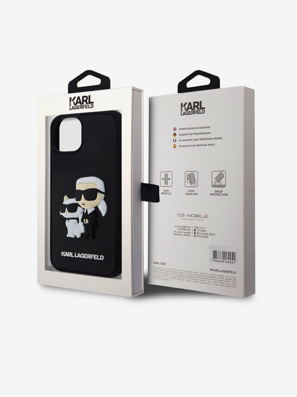 Karl Lagerfeld Karl Lagerfeld 3D Rubber Karl and Choupette Zadní Kryt pro iPhone 13 Black