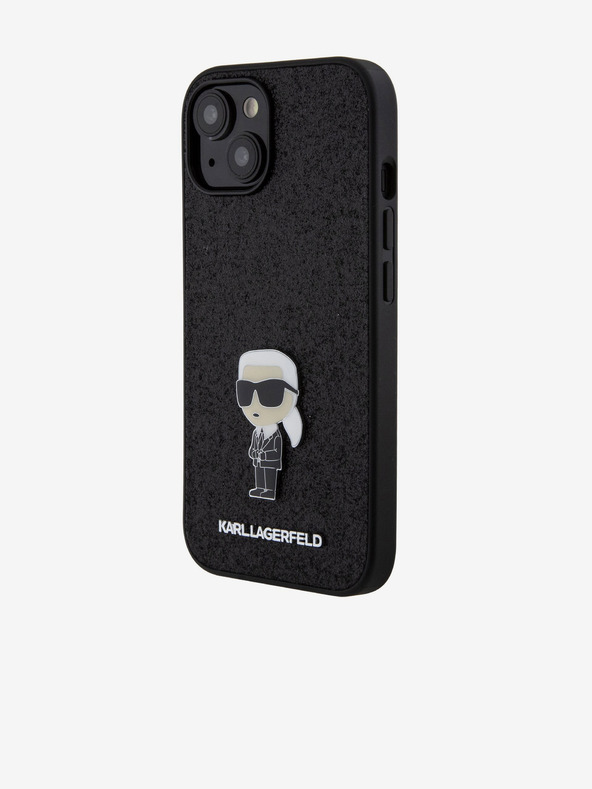 Karl Lagerfeld Karl Lagerfeld Fixed Glitter Metal Ikonik Zadní Kryt pro iPhone 15 Black