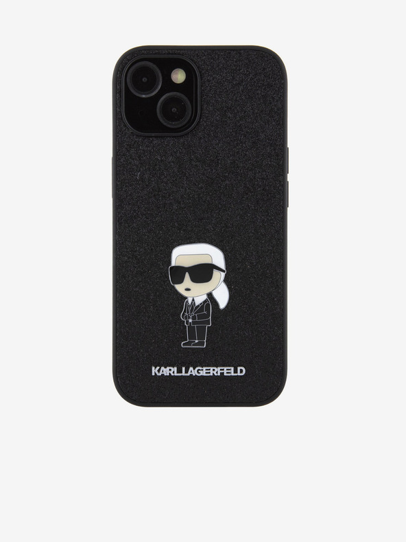 Karl Lagerfeld Karl Lagerfeld Fixed Glitter Metal Ikonik Zadní Kryt pro iPhone 15 Black