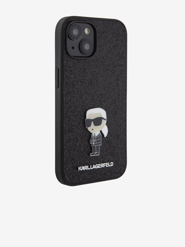 Karl Lagerfeld Karl Lagerfeld Fixed Glitter Metal Ikonik Zadní Kryt pro iPhone 15 Black