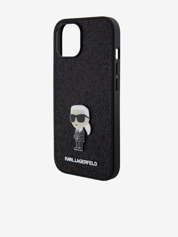 Karl Lagerfeld Karl Lagerfeld Fixed Glitter Metal Ikonik Zadní Kryt pro iPhone 15 Black
