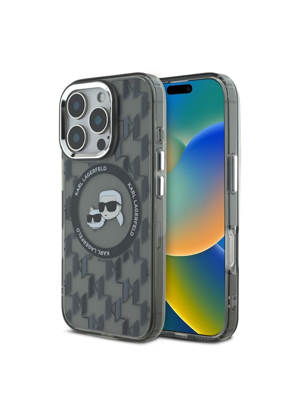 Karl Lagerfeld Karl Lagerfeld IML Monogram K&CH Heads MagSafe Zadní Kryt pro iPhone 16 Pro Max Black