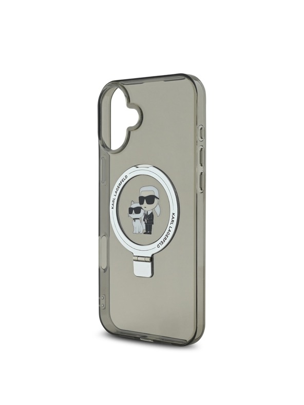 Karl Lagerfeld Karl Lagerfeld Ringstand Karl and Choupette MagSafe Zadní Kryt pro iPhone 16 Plus Black