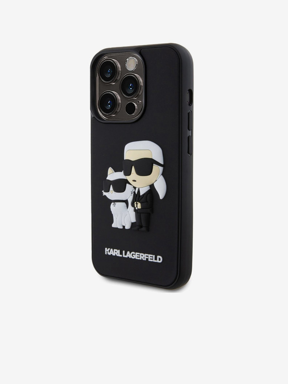 Karl Lagerfeld Karl Lagerfeld 3D Rubber Karl and Choupette Zadní Kryt pro iPhone 13 Pro Black