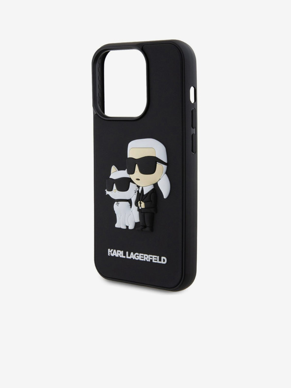 Karl Lagerfeld Karl Lagerfeld 3D Rubber Karl and Choupette Zadní Kryt pro iPhone 13 Pro Black