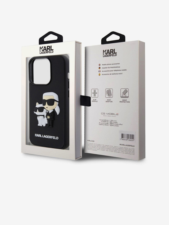 Karl Lagerfeld Karl Lagerfeld 3D Rubber Karl and Choupette Zadní Kryt pro iPhone 13 Pro Black