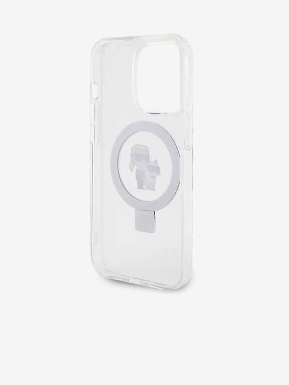 Karl Lagerfeld Karl Lagerfeld Ringstand Karl and Choupette MagSafe Zadní Kryt pro iPhone 15 Pro White