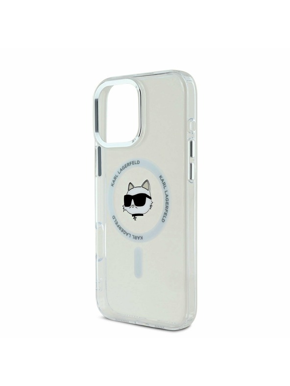 Karl Lagerfeld Karl Lagerfeld IML Choupette Head Metal Frame MagSafe Zadní Kryt pro iPhone 16 Pro Max Transparent