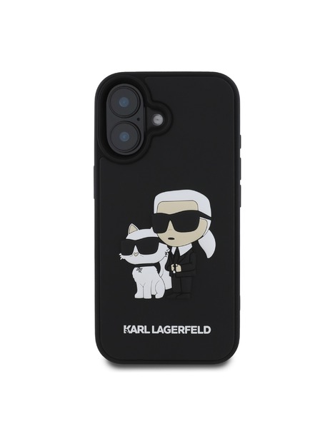 Karl Lagerfeld Karl Lagerfeld 3D Rubber Karl and Choupette Zadní Kryt pro iPhone 16 Plus Black