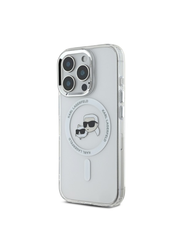 Karl Lagerfeld Karl Lagerfeld IML K&CH Heads Metal Frame MagSafe Zadní Kryt pro iPhone 16 Pro Max Transparent