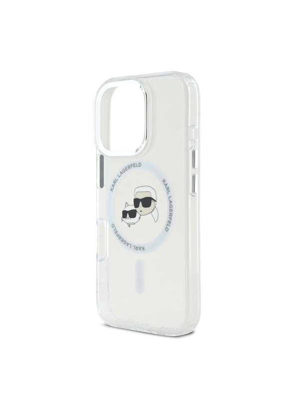 Karl Lagerfeld Karl Lagerfeld IML K&CH Heads Metal Frame MagSafe Zadní Kryt pro iPhone 16 Pro Max Transparent
