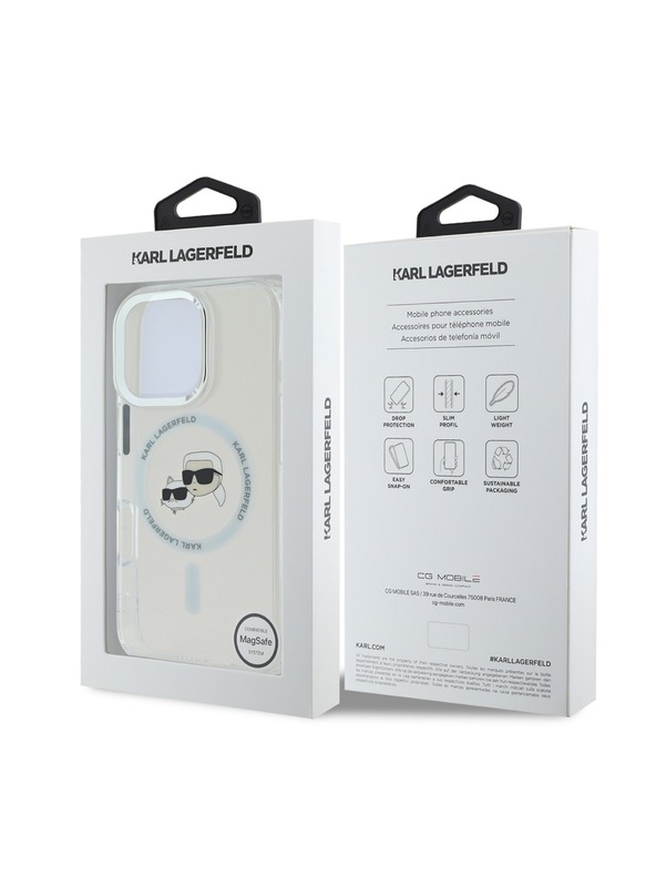 Karl Lagerfeld Karl Lagerfeld IML K&CH Heads Metal Frame MagSafe Zadní Kryt pro iPhone 16 Pro Max Transparent
