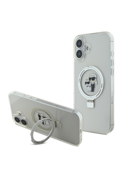 Karl Lagerfeld Karl Lagerfeld Ringstand Karl and Choupette MagSafe Zadní Kryt pro iPhone 16 Plus White