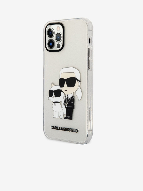 Karl Lagerfeld Karl Lagerfeld IML Glitter Karl and Choupette NFT Zadní Kryt pro iPhone 12/12 Pro Transparent