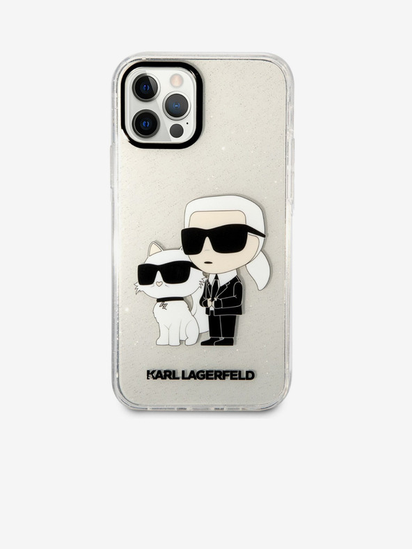 Karl Lagerfeld Karl Lagerfeld IML Glitter Karl and Choupette NFT Zadní Kryt pro iPhone 12/12 Pro Transparent