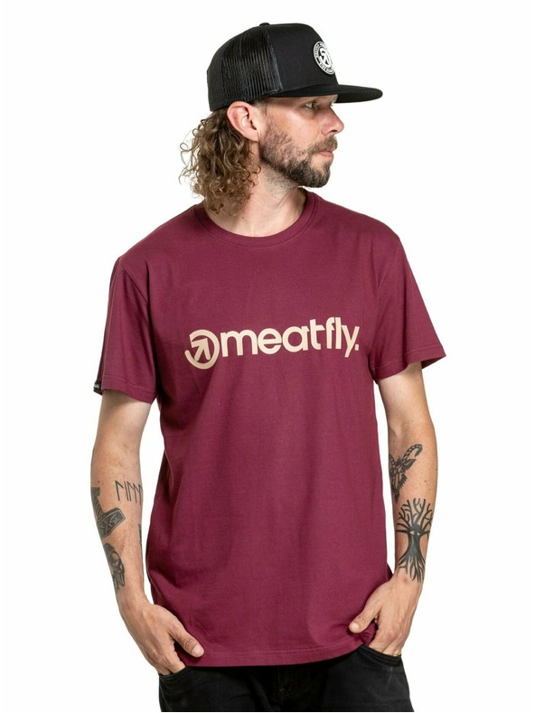 Meatfly Meatfly pánské tričko MF Logo Dark Wine | Červená | Velikost