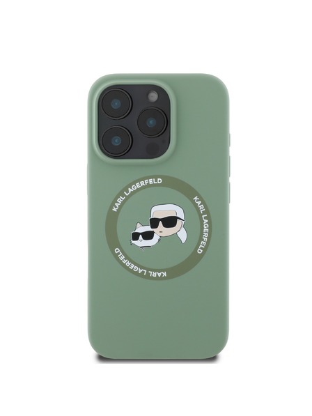 Karl Lagerfeld Karl Lagerfeld Liquid Silicone K&CH Heads MagSafe Zadní Kryt pro iPhone 16 Pro Kaki