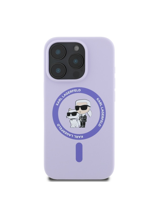 Karl Lagerfeld Karl Lagerfeld Liquid Silicone Karl and Choupette MagSafe Zadní Kryt pro iPhone 16 Pro Purple