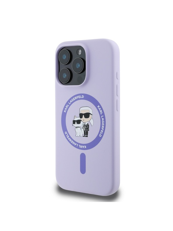 Karl Lagerfeld Karl Lagerfeld Liquid Silicone Karl and Choupette MagSafe Zadní Kryt pro iPhone 16 Pro Purple