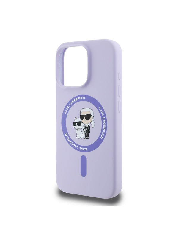 Karl Lagerfeld Karl Lagerfeld Liquid Silicone Karl and Choupette MagSafe Zadní Kryt pro iPhone 16 Pro Purple