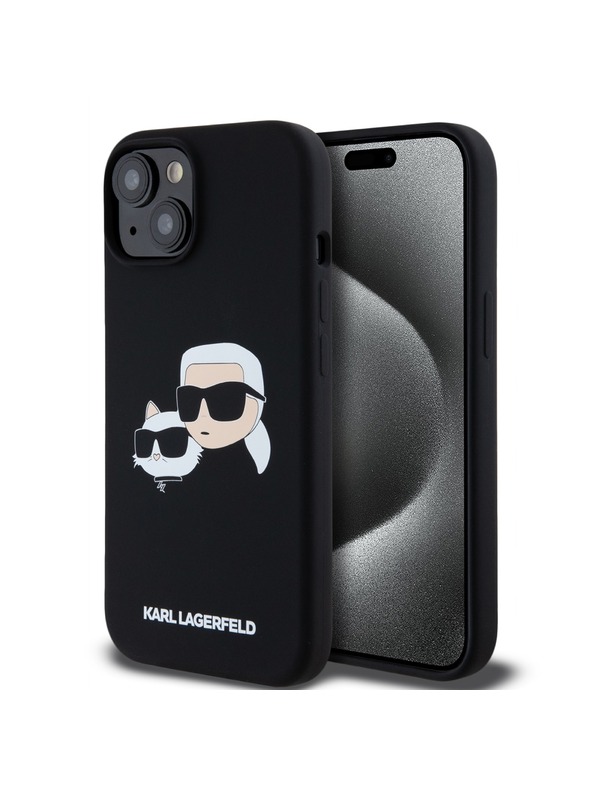 Karl Lagerfeld Liquid Silicone Double Heads Magsafe Zadní Kryt pro iPhone 15 Black Karl Lagerfeld