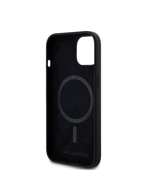 Karl Lagerfeld Liquid Silicone Double Heads Magsafe Zadní Kryt pro iPhone 15 Black Karl Lagerfeld
