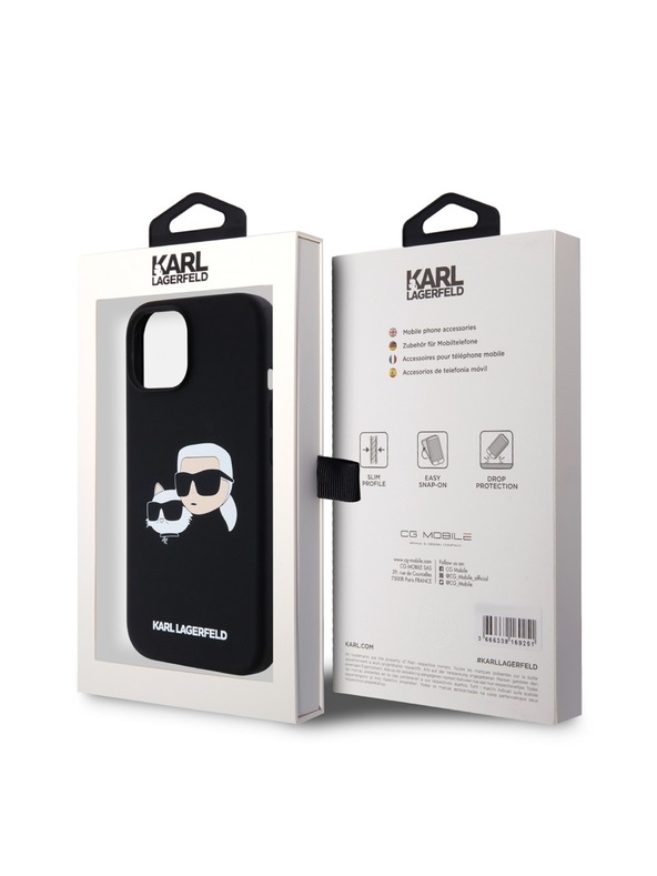 Karl Lagerfeld Liquid Silicone Double Heads Magsafe Zadní Kryt pro iPhone 15 Black Karl Lagerfeld