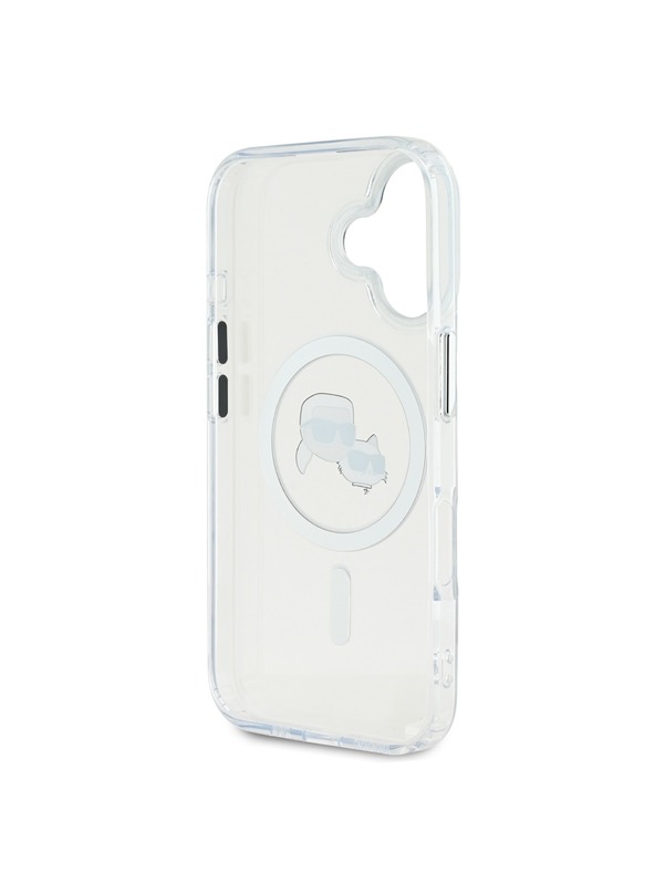 Karl Lagerfeld Karl Lagerfeld IML K&CH Heads Metal Frame MagSafe Zadní Kryt pro iPhone 16 Plus Transparent