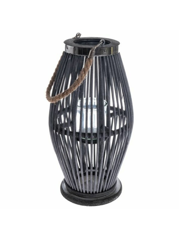 Casa de Engel Bambusová lucerna se sklem, šedá, 0/6