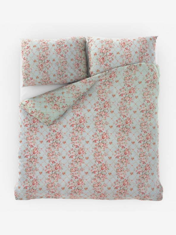 Kvalitex Francouzské prodloužené bavlněné povlečení Provence Collection 240x220, 70x90cm Rosálie zelená Kvalitex