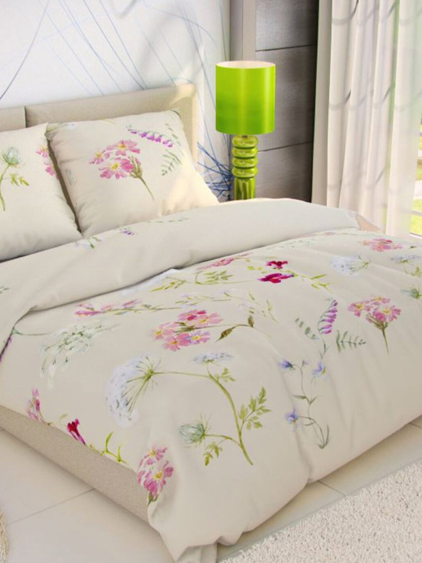 Kvalitex Francouzské bavlněné povlečení DELUX 200x200, 70x90cm BOTANICA smetanová