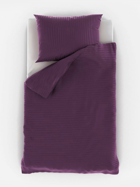 Kvalitex Francouzské saténové povlečení s proužkem 1+2, 220x200, 70x90cm PURPUROVÉ