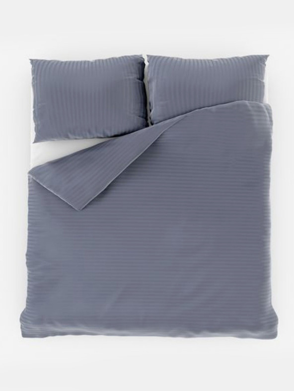 Kvalitex Francouzské saténové povlečení s proužkem 1+2, 240x200, 70x90cm TMAVĚ ŠEDÉ