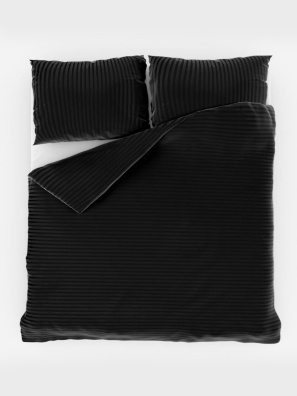 Kvalitex Francouzské saténové povlečení s proužkem 1+2, 240x200, 70x90cm ČERNÉ