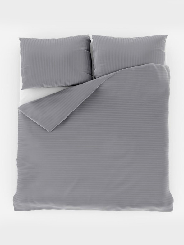 Kvalitex Francouzské saténové povlečení s proužkem 1+2, 240x200, 70x90cm SVĚTLE ŠEDÉ