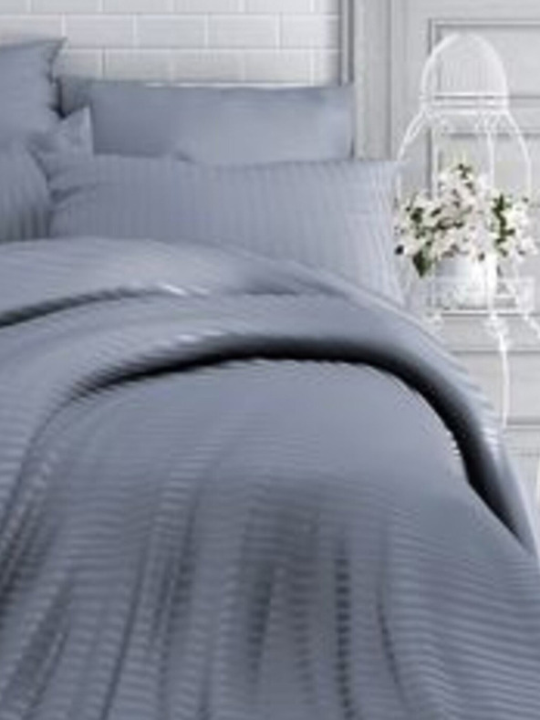 Kvalitex Francouzské saténové prodloužené povlečení s proužkem 1+2, 240x220, 70x90cm TMAVĚ ŠEDÉ