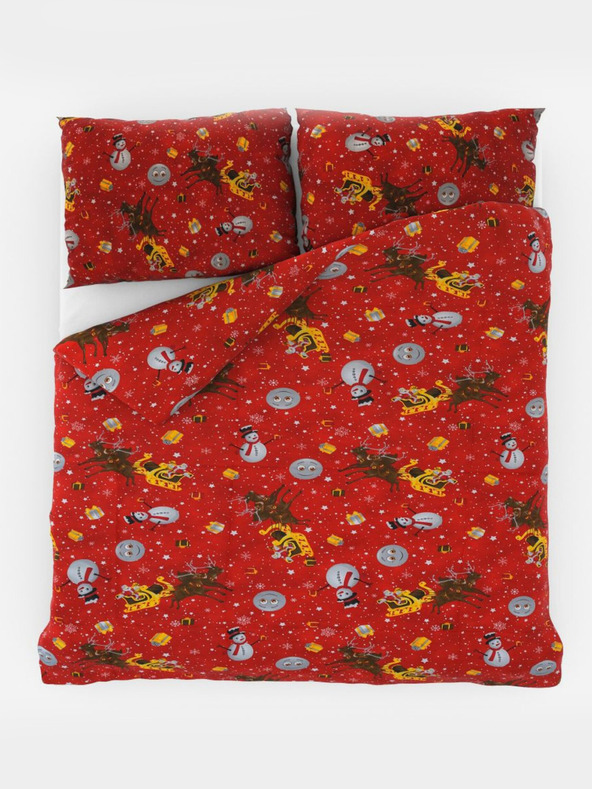 Kvalitex Vánoční povlečení 140x200, 70x90cm SNĚHULÁCI červení