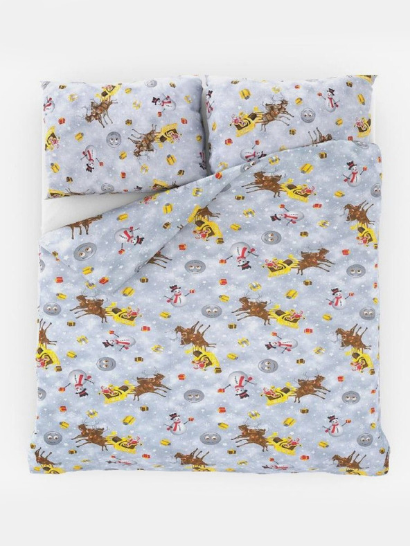 Kvalitex Vánoční povlečení 140x220, 70x90cm SNĚHULÁCI šedí