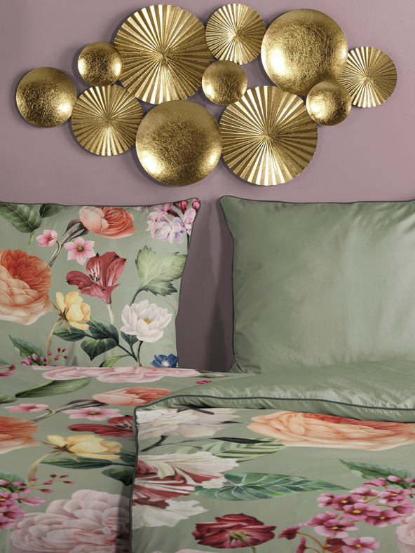 Descanso Zelené vzorované saténové oboustranné povlečení Descanso 140 x 200 cm